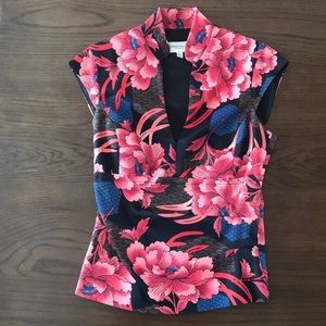 Karen Millen fitted floral top -cheongsam inspired